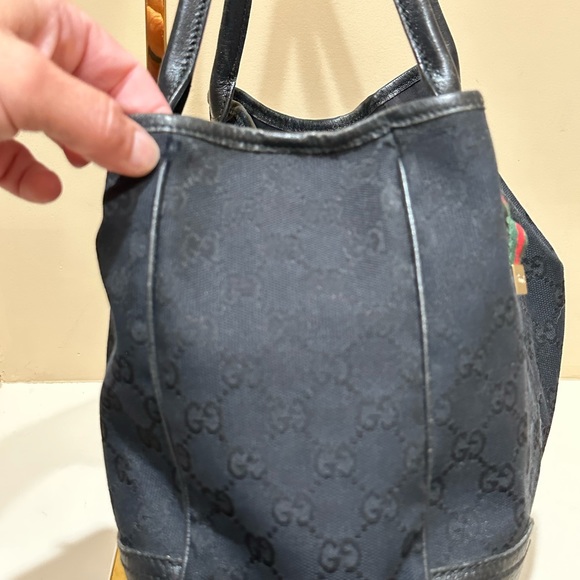 Gucci Princy Black GG Webbed Canvas Tote - Picture 6 of 11